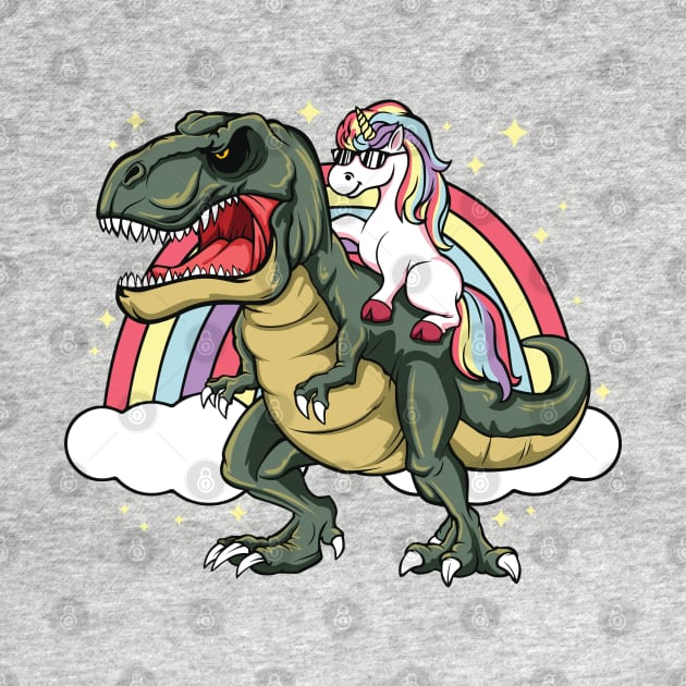 Unicorn Riding Dinosaur Trex Lover Rainbow by ghsp